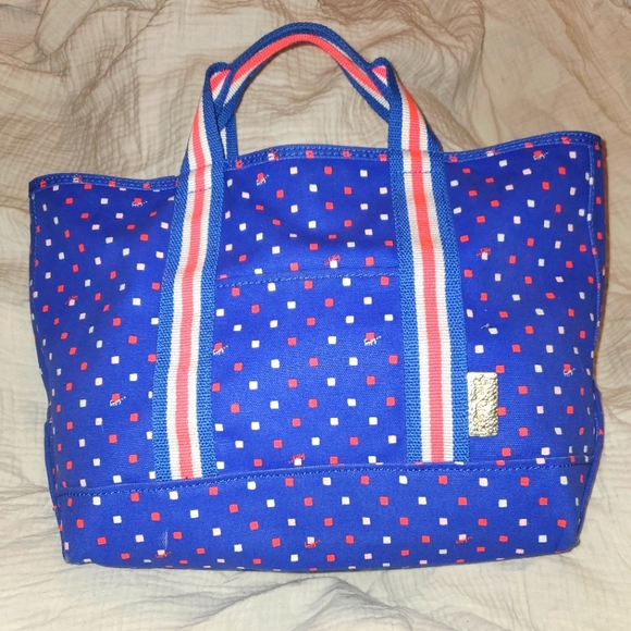 Lilly Pulitzer Mini Mercado Tote, Canvas, Blue/Pink - Picture 1 of 10